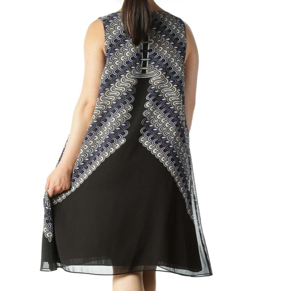 Max Studio Black and Blue Patterned Sheath Dress - Picture 3 of 3